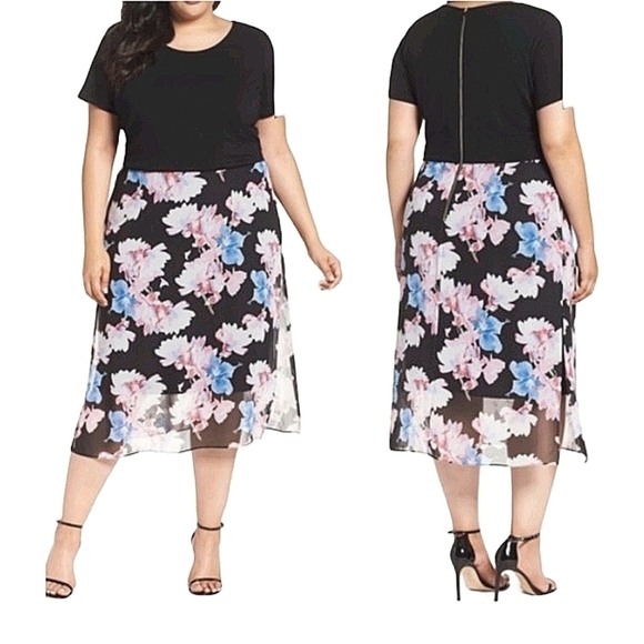 NWT Vince Camuto | Poetic Bouquet Chiffon Floral Dress - Picture 1 of 11